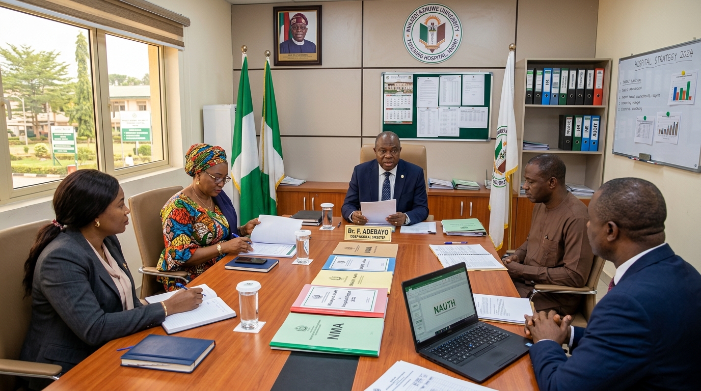 Administration team in a formal meeting