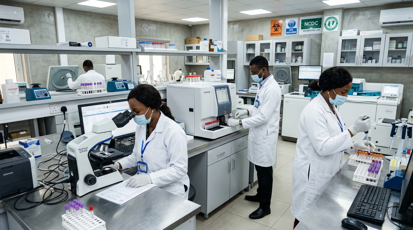 Medical laboratory scientists conducting diagnostic tests