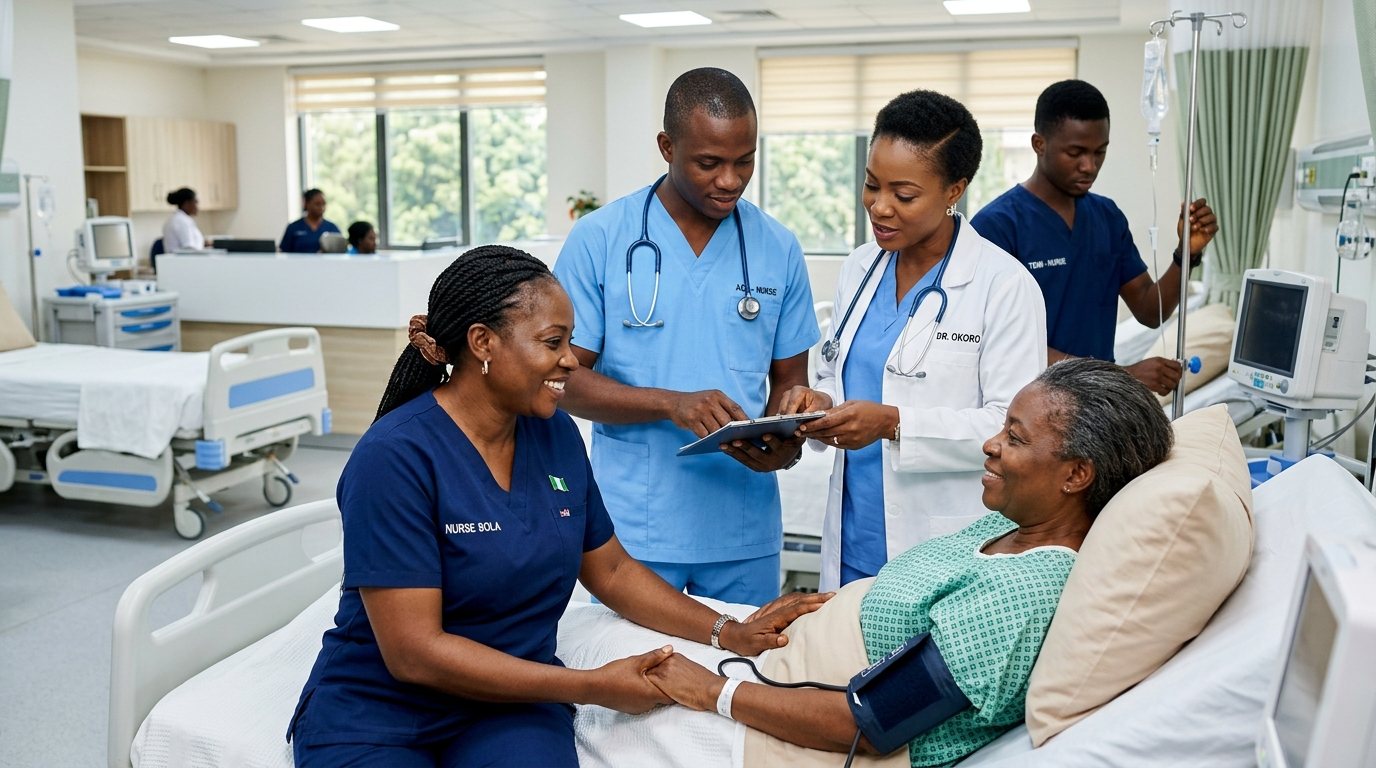 Nursing team caring for patients